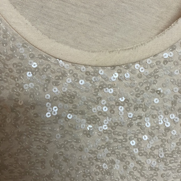 J. Crew size XS Cream Colored Sleeveless Sequin Soft Stretchy Cotton Tank Top - Picture 3 of 5